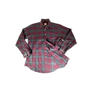 Brooks Brothers Shirt Adult Medium Red Tartan Plaid‎ Supima Cotton Madison Fit